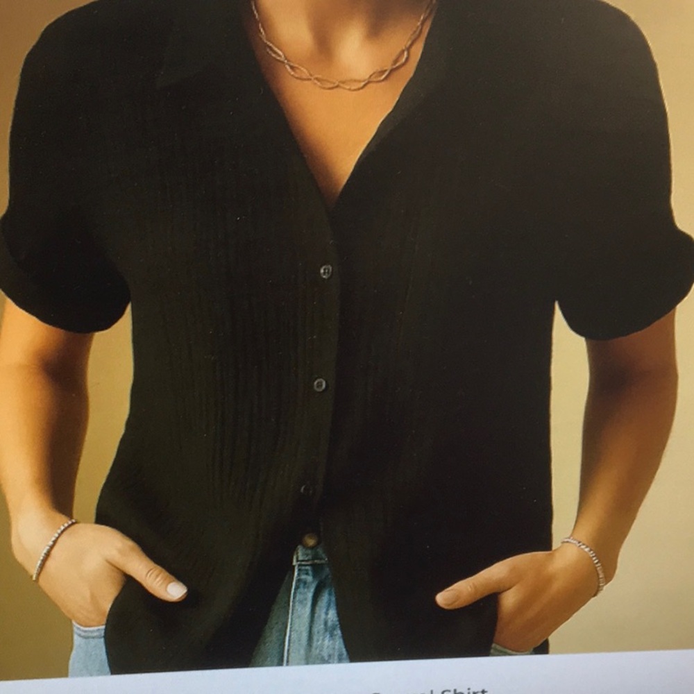 G.I.L.I./BLACK-GUAZE BUTTON DOWN FRONT SHIRT - Picture 2 of 16